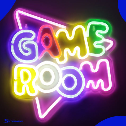 Neon Lamp - Game Room - Incl. Ophanghaakjes - Neon Sign - 34 x 34 cm