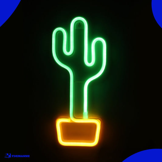 Neon Lamp - Cactus - Incl. 3 Batterijen - 33 x 14 cm