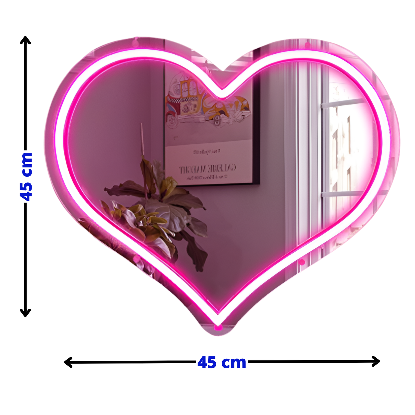 Neon Lamp Decoratie Spiegel – Hart – 45 x 45 - Dimbaar - Incl. Ophangmateriaal
