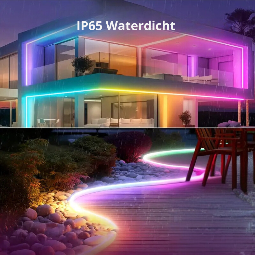 Smart Neon LED Strip – 5 Meter – RGBIC – 16 Miljoen Kleuren - Voor Binnen & Buiten - App & Afstandsbediening – Incl. Bevestigingsmateriaal