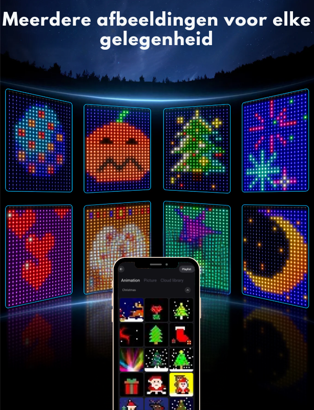 Smart lichtgordijn - 1 x 1 Meter – LED Verlichting - Voor Binnen & Buiten - App & Afstandsbediening – Incl. Ophangmateriaal