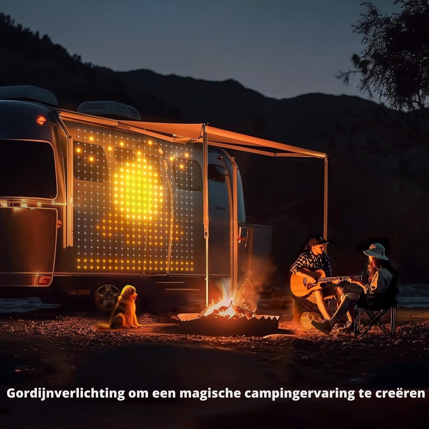 Smart lichtgordijn - 1 x 1 Meter – LED Verlichting - Voor Binnen & Buiten - App & Afstandsbediening – Incl. Ophangmateriaal