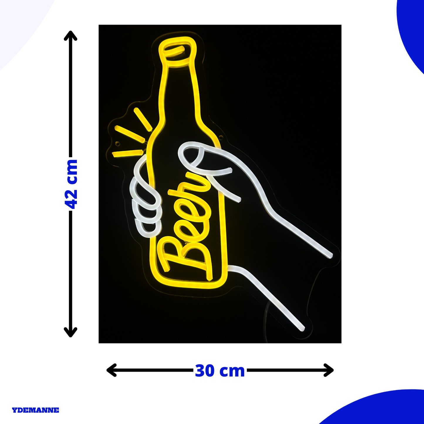 Neon Lamp - Beer - Bier - Incl. Ophanghaakjes - Neon Sign - 42 x 30 cm
