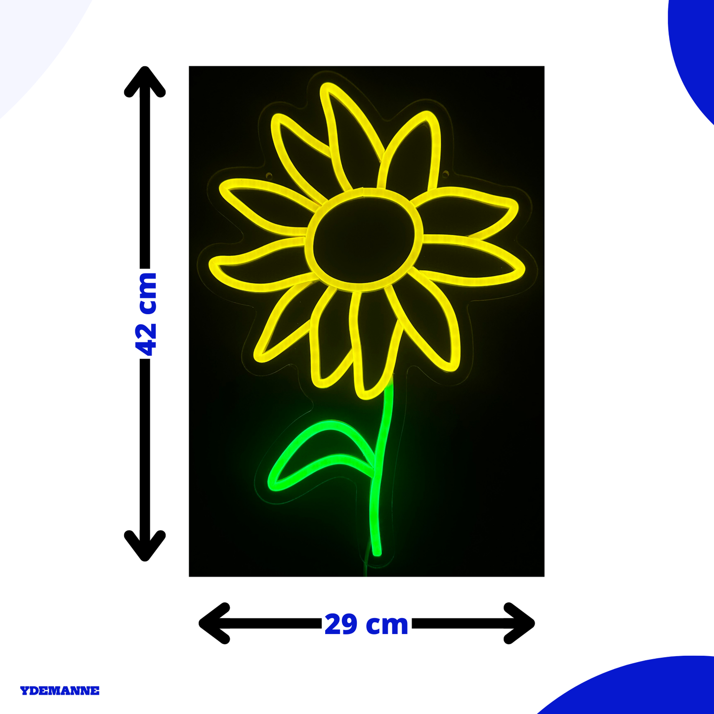 Neon Lamp - Zonnebloem - Dimbaar - Incl. Ophanghaakjes - Neon Sign - 42 x 39 cm