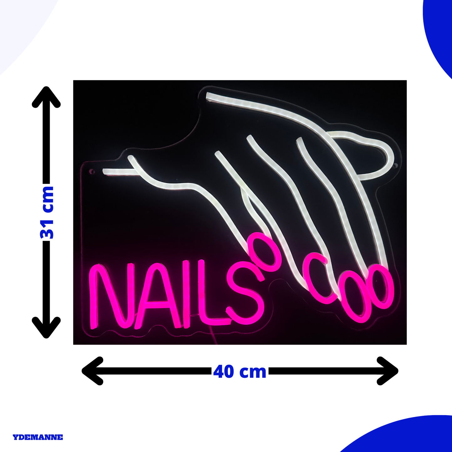 Neon Lamp - Nails - Nagels - Dimbaar - Incl. Ophanghaakjes - Neon Sign - 31 x 40 cm