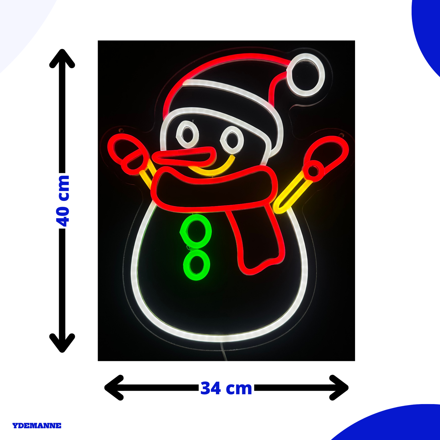 Neon Lamp - Sneeuwpop - Kerst- Dimbaar - Incl. Ophanghaakjes - Neon Sign - 40 x 34 cm