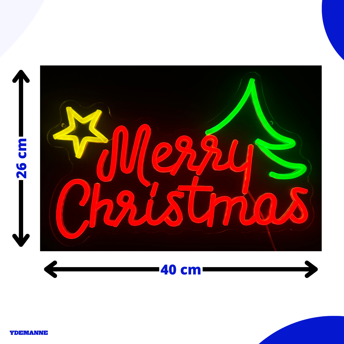 Neon Lamp - Merry Christmas - Kerst- Dimbaar - Incl. Ophanghaakjes - Neon Sign - 26 x 40 cm