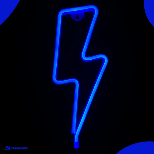 Neon Lamp - Bliksem Blauw - Incl. 3 Batterijen - 34 x 13 cm