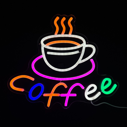 Neon Lamp - Coffee Mok - Incl. Ophanghaakjes - Neon Sign - 30 x 35 cm