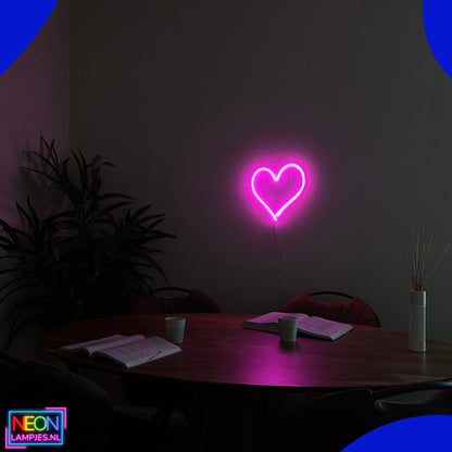 Neon Lamp - Hart Roze - Incl. Ophanghaakjes - Neon Sign - 33 x 32 cm