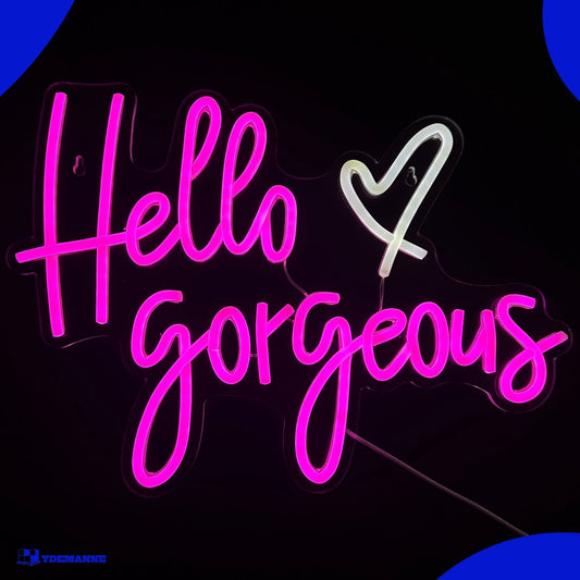 Neon Lamp - Hello Gorgeous - Incl. Ophanghaakjes - Neon Sign - 29 x 40 cm