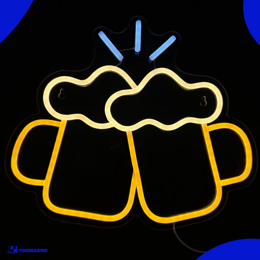 Neon Lamp - Bierglazen Proost - Incl. Ophanghaakjes - Neon Sign - 30 x 35 cm