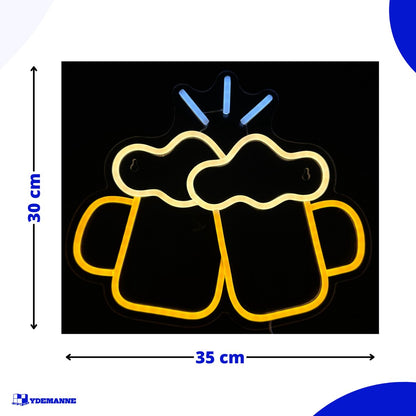 Neon Lamp - Bierglazen Proost - Incl. Ophanghaakjes - Neon Sign - 30 x 35 cm