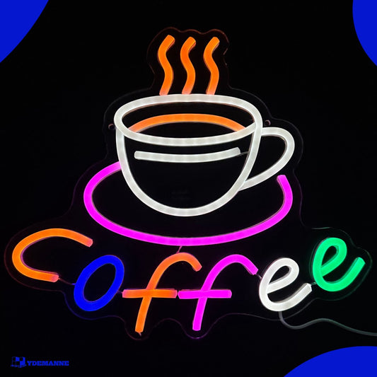 Neon Lamp - Coffee Mok - Incl. Ophanghaakjes - Neon Sign - 30 x 35 cm