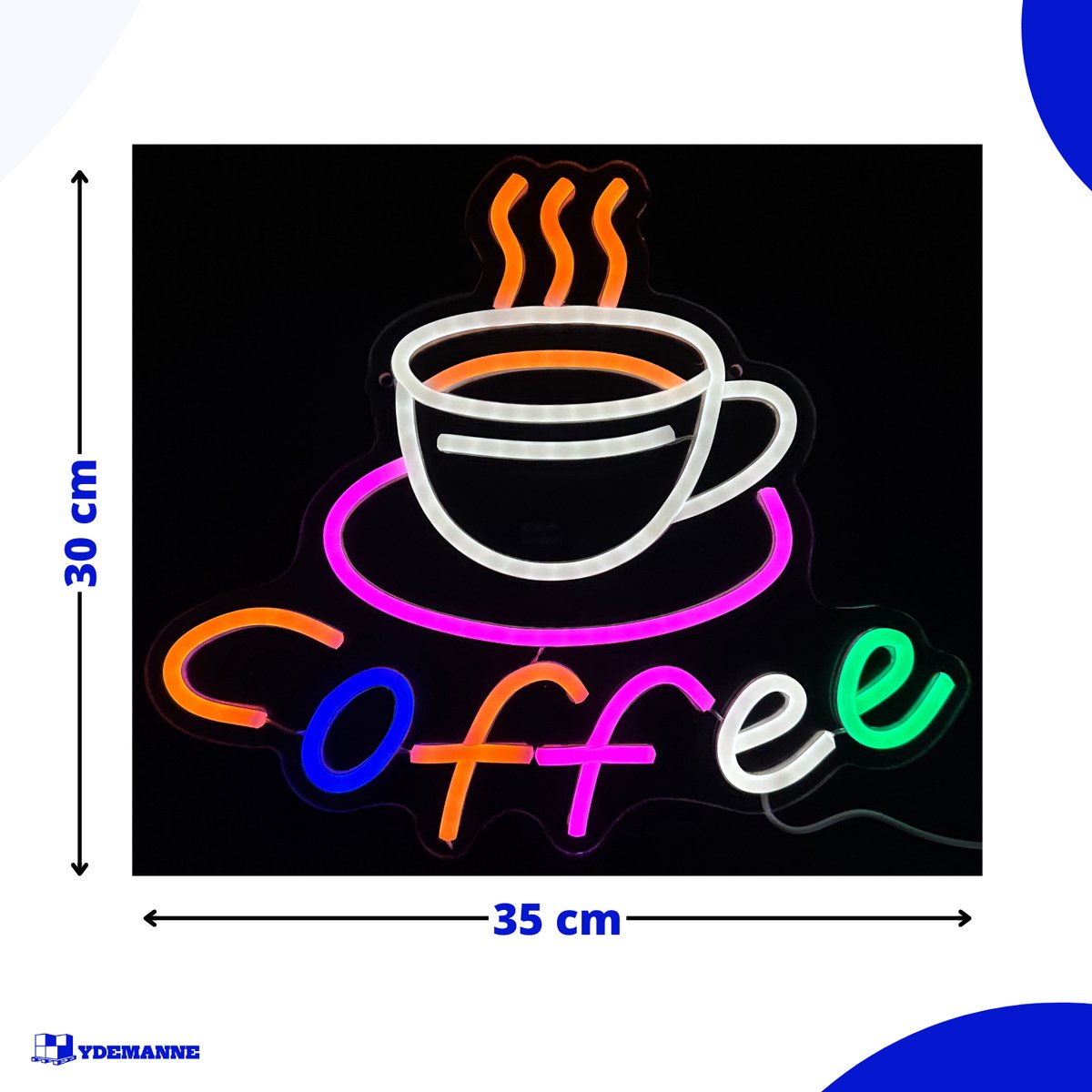 Neon Lamp - Coffee Mok - Incl. Ophanghaakjes - Neon Sign - 30 x 35 cm