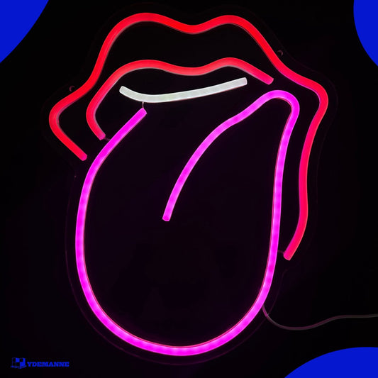 Neon Lamp - Lippen met Tong - Incl. Ophanghaakjes - Neon Sign - 38 x 31 cm