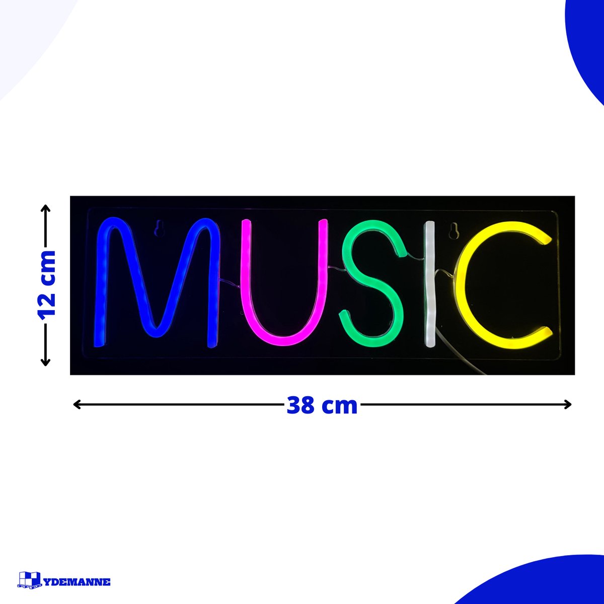 Neon Lamp - Music - Incl. Ophanghaakjes - Neon Sign - 12 x 38 cm