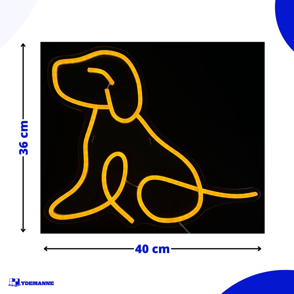 Neon Lamp - Hond - Incl. Ophanghaakjes - Neon Sign - 36 x 40 cm