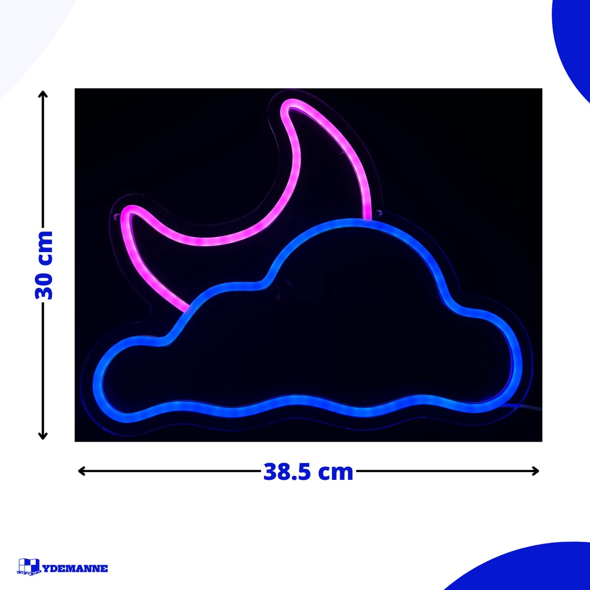 Neon Lamp - Wolk Maan - Incl. Ophanghaakjes - Neon Sign -30 x 38.5 cm