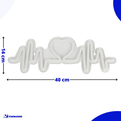 Neon Lamp - Hartslag Rood - Incl. Ophanghaakjes - Neon Sign - 14 x40 cm