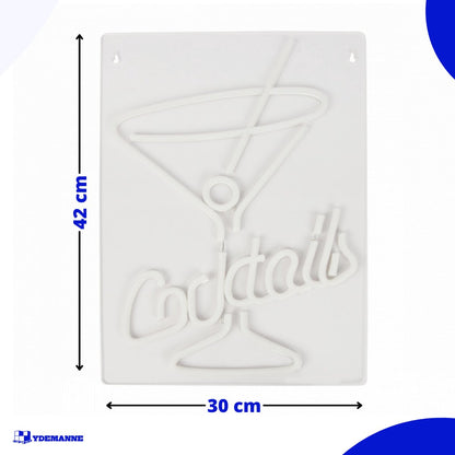 Neon Lamp - Cocktails - Incl. Ophanghaakjes - Neon Sign - 42 x 30 cm