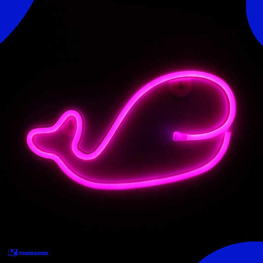 Neon Lamp - Walvis Roze - Incl. 3 Batterijen - 15 x 28 cm