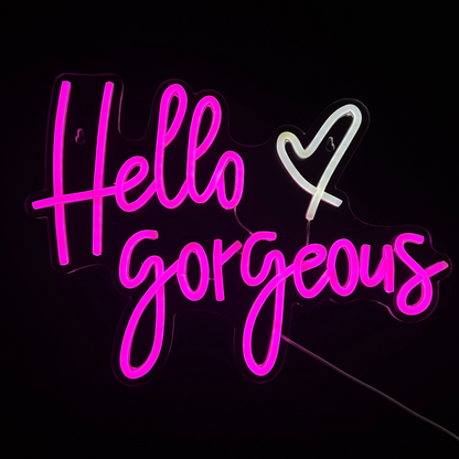 Neon Lamp - Hello Gorgeous - Incl. Ophanghaakjes - Neon Sign - 29 x 40 cm