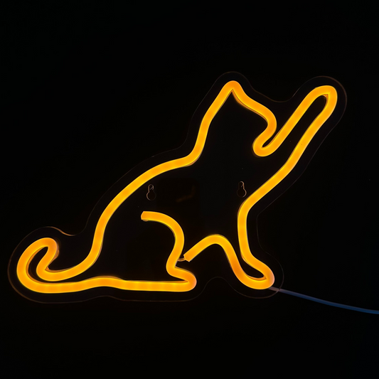 Neon Lamp - Kat Oranje - Incl. Ophanghaakjes - Neon Sign - Neon Verlichting - 20 x 30 cm