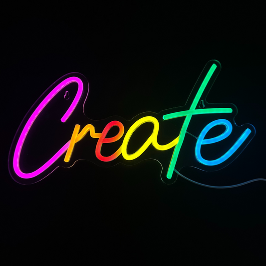 Neon Lamp - Create - Incl. Ophanghaakjes - Neon Sign - 23 x 40 cm