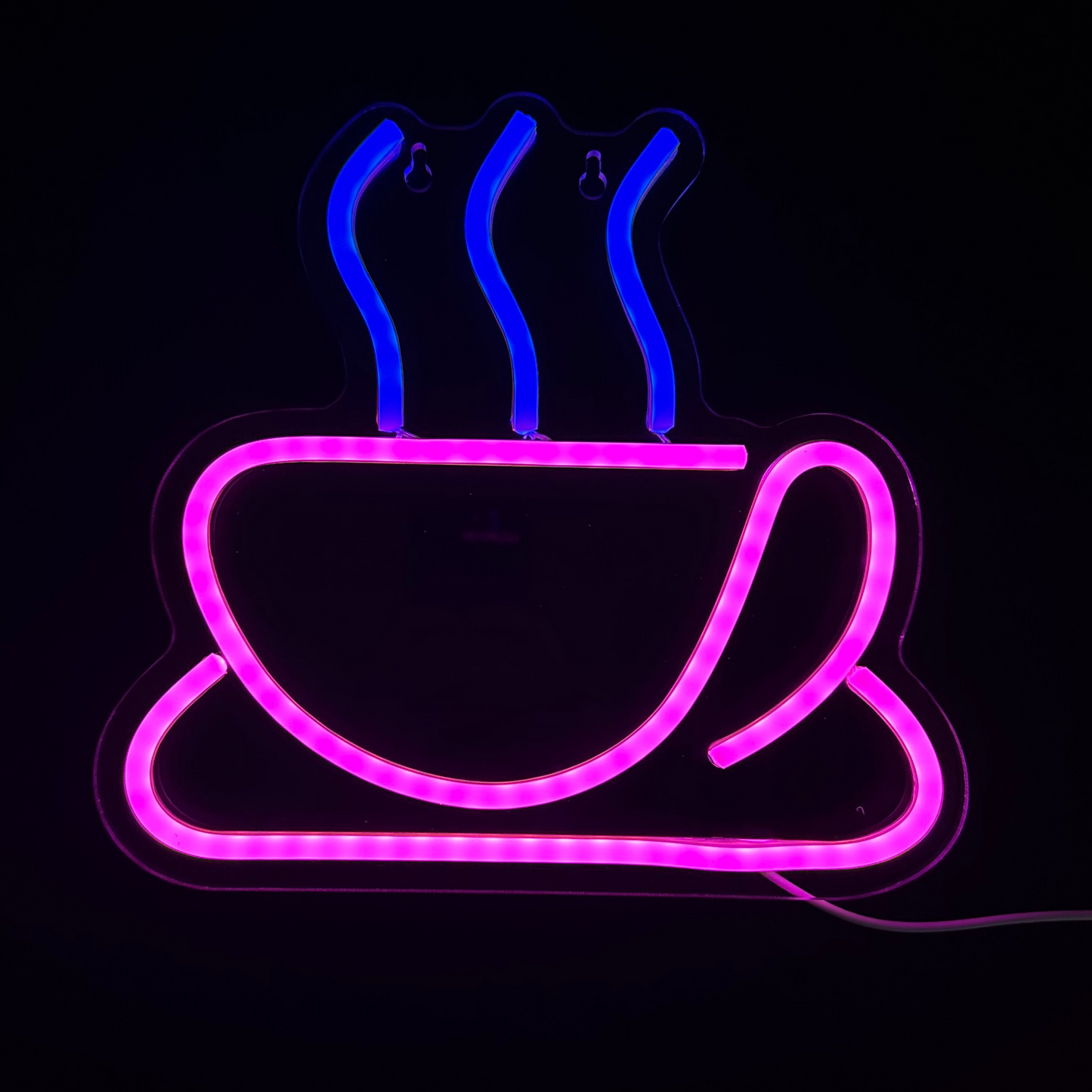 Neon Lamp - Koffie - Mok - Incl. Ophanghaakjes - Neon Sign -27 x 25 cm