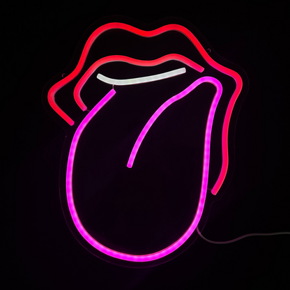 Neon Lamp - Lippen met Tong - Incl. Ophanghaakjes - Neon Sign - 38 x 31 cm