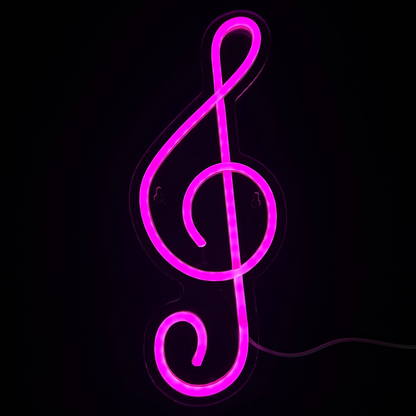 Neon Lamp - Muzieknoot Roze - Incl. Ophanghaakjes - Neon Sign - 35 x 14 cm