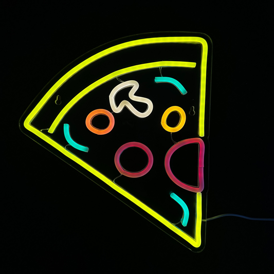 Neon Lamp - Pizza - Incl. Ophanghaakjes - Neon Sign - 30 x 34 cm