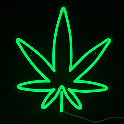 Neon Lamp - Wietplant - Incl. Ophanghaakjes - Neon Sign - Neon Verlichting - 33 x 30 cm