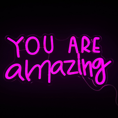 Neon Lamp - You Are Amazing Roze - Incl. Ophanghaakjes - Neon Sign - 20 x 40 cm