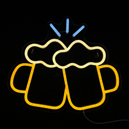 Neon Lamp - Bierglazen Proost - Incl. Ophanghaakjes - Neon Sign - 30 x 35 cm