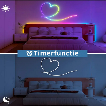 Smart Neon LED Strip – 3 Meter – RGBIC – 16 Miljoen Kleuren - Voor Binnen & Buiten - App & Afstandsbediening – Incl. Bevestigingsmateriaal