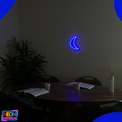 Neon Lamp - Maan Blauw - Incl. 3 Batterijen - 30 x 20 cm