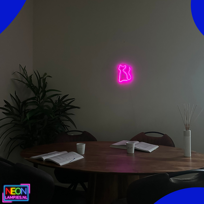 Neon Lamp - Kat Roze - Incl. 3 Batterijen - 23 x 26 cm