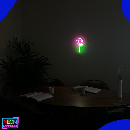 Neon Lamp - Roos - Incl. 3 Batterijen - 28 x 14 cm