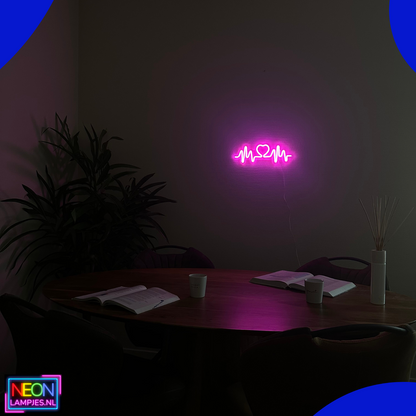 Neon Lamp - Hartslag Roze - Incl. Ophanghaakjes - Neon Sign - 14 x 40 cm