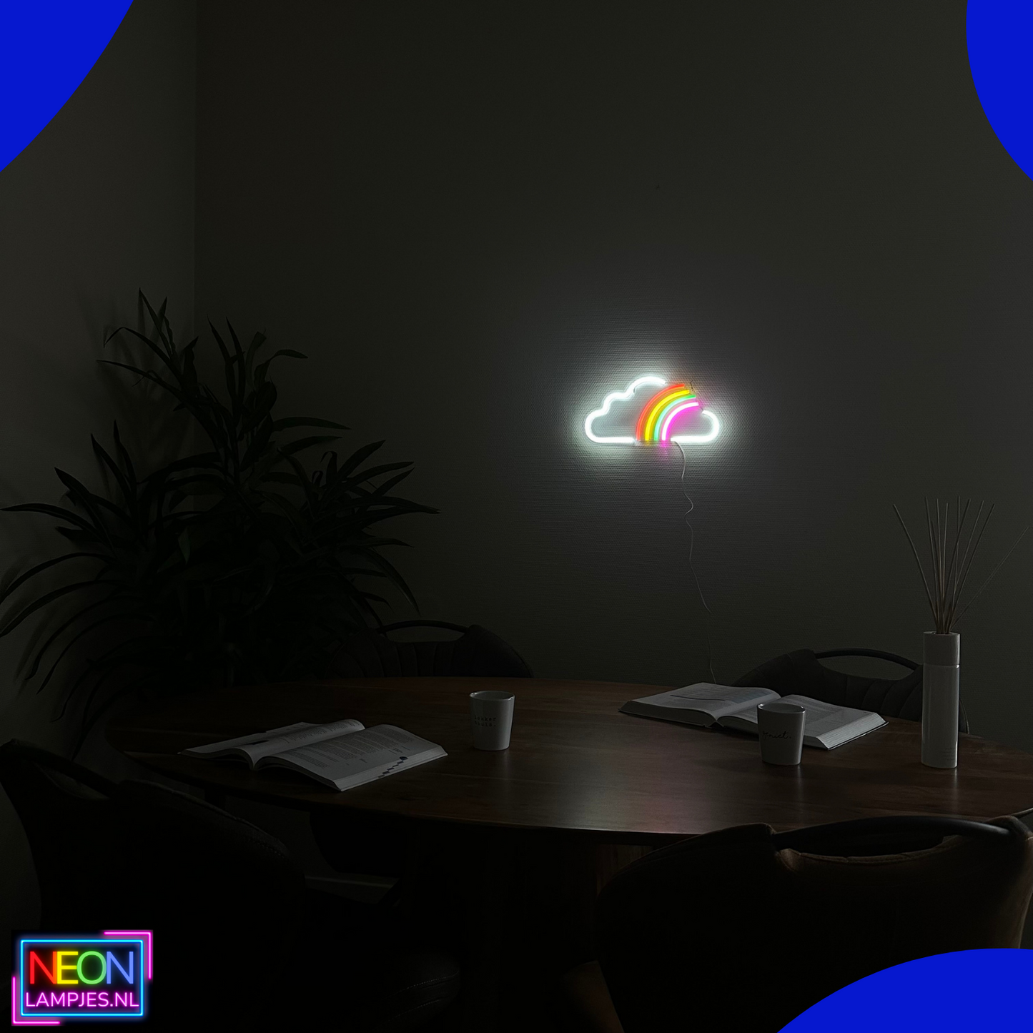 Neon Lamp - Wolk Regenboog - Incl. Ophanghaakjes - Neon Sign - 19 x 38 cm