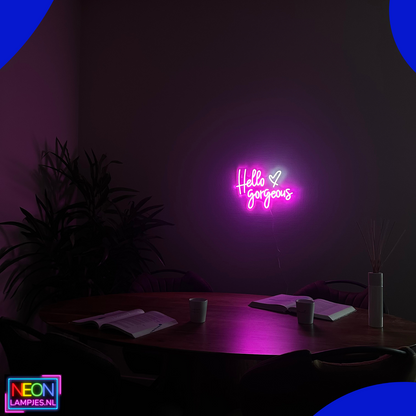 Neon Lamp - Hello Gorgeous - Incl. Ophanghaakjes - Neon Sign - 29 x 40 cm