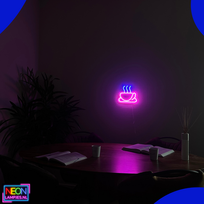 Neon Lamp - Koffie - Mok - Incl. Ophanghaakjes - Neon Sign -27 x 25 cm