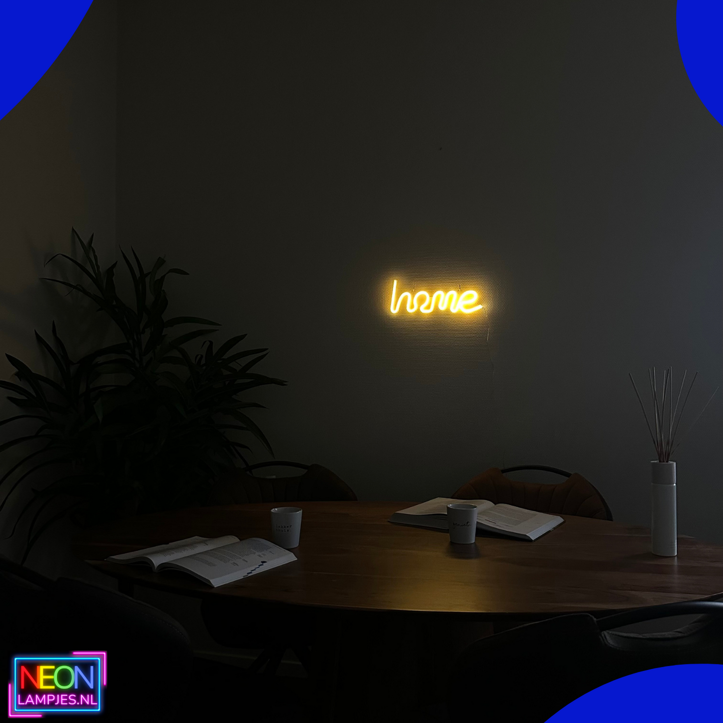 Neon Lamp - Home Geel - Incl. 3 Batterijen - 12 x 34 cm