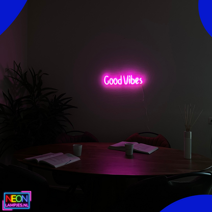 Neon Lamp - GoodVibes Roze - Incl. Ophanghaakjes - Neon Sign - 13 x 50 cm