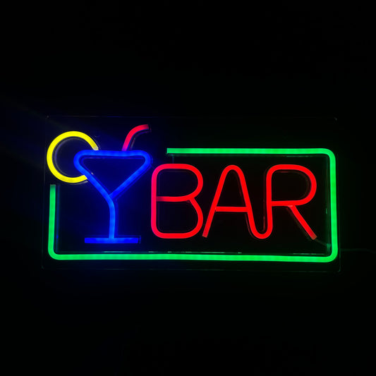 Neon Lamp - BAR Groen / Rood - Dimbaar - Incl. Ophanghaakjes - Neon Sign - 22 x 42 cm