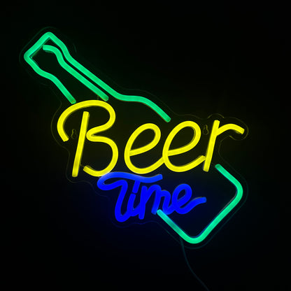 Neon Lamp - BeerTime - Bier - Incl. Ophanghaakjes - Neon Sign - 32 x 32 cm