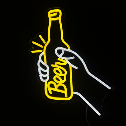 Neon Lamp - Beer - Bier - Incl. Ophanghaakjes - Neon Sign - 42 x 30 cm