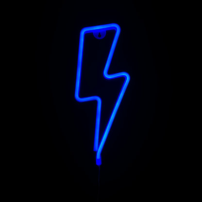 Neon Lamp - Bliksem Blauw - Incl. 3 Batterijen - 34 x 13 cm